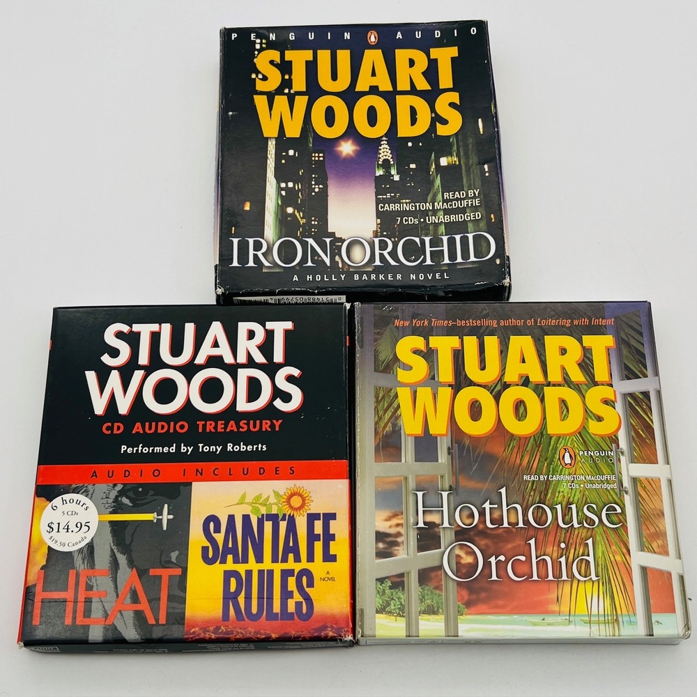 Stuart Woods Audiobook CD Lot Iron Orchid Hothouse Orchid Heat Santa Fe Rules